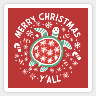 Merry Christmas Ya'll Sea Turtle Xmas Sticker